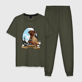 Мужская пижама хлопок с принтом Собачий патруль в Кировске, 100% хлопок | брюки и футболка прямого кроя, без карманов, на брюках мягкая резинка на поясе и по низу штанин
 | охотник | охотничья собака | пес | собака | собачий патруль