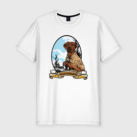 Мужская футболка хлопок Slim с принтом Собачий патруль в Петрозаводске, 92% хлопок, 8% лайкра | приталенный силуэт, круглый вырез ворота, длина до линии бедра, короткий рукав | охотник | охотничья собака | пес | собака | собачий патруль