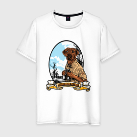 Мужская футболка хлопок с принтом Собачий патруль в Белгороде, 100% хлопок | прямой крой, круглый вырез горловины, длина до линии бедер, слегка спущенное плечо. | охотник | охотничья собака | пес | собака | собачий патруль