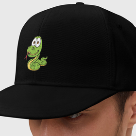 Кепка снепбек с прямым козырьком с принтом Зелёная Змейка , хлопок 100% |  | Тематика изображения на принте: 
