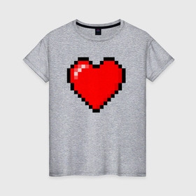 Женская футболка хлопок с принтом Пиксельное сердце здоровье   Красный в Санкт-Петербурге, 100% хлопок | прямой крой, круглый вырез горловины, длина до линии бедер, слегка спущенное плечо | abstraction | art | artwork | colorful | colors | game | graphics | health | heart | meme | memes | patterns | pixel | surrealism | sweethuman | sweethumen | абстракция | арт | графика | здоровье | игры | искусство | мем | мемы | пиксель | разноцветный | 