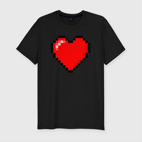 Мужская футболка хлопок Slim с принтом Пиксельное сердце здоровье   Красный , 92% хлопок, 8% лайкра | приталенный силуэт, круглый вырез ворота, длина до линии бедра, короткий рукав | Тематика изображения на принте: abstraction | art | artwork | colorful | colors | game | graphics | health | heart | meme | memes | patterns | pixel | surrealism | sweethuman | sweethumen | абстракция | арт | графика | здоровье | игры | искусство | мем | мемы | пиксель | разноцветный | 