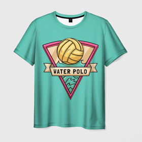 Мужская футболка 3D с принтом Водное поло   золотой мяч в Санкт-Петербурге, 100% полиэфир | прямой крой, круглый вырез горловины, длина до линии бедер | water polo | водное поло | поло на воде | полос мячом | спорт