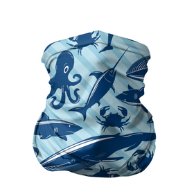 Бандана-труба 3D с принтом Жители океанских глубин в Новосибирске, 100% полиэстер, ткань с особыми свойствами — Activecool | плотность 150‒180 г/м2; хорошо тянется, но сохраняет форму | crab | dolphin | marlin | ocean | octopus | shark | whale | акула | дельфин | кит | краб | марлин | океан | осьминог