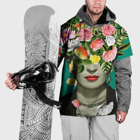 Накидка на куртку 3D с принтом Фрида Кало   Арт Портрет в Новосибирске, 100% полиэстер |  | Тематика изображения на принте: frida kahlo | букет | фрида | художник | цветы