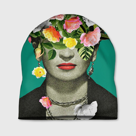Шапка 3D с принтом Фрида Кало   Арт Портрет в Екатеринбурге, 100% полиэстер | универсальный размер, печать по всей поверхности изделия | frida kahlo | букет | фрида | художник | цветы