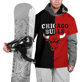 Накидка на куртку 3D с принтом Чикаго Буллз black  red в Екатеринбурге, 100% полиэстер |  | basketball | chicago bulls | баскетбол | быки | чикаго буллз