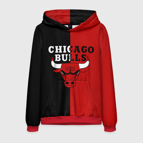 Мужская толстовка 3D с принтом Чикаго Буллз black  red в Курске, 100% полиэстер | двухслойный капюшон со шнурком для регулировки, мягкие манжеты на рукавах и по низу толстовки, спереди карман-кенгуру с мягким внутренним слоем. | Тематика изображения на принте: basketball | chicago bulls | баскетбол | быки | чикаго буллз