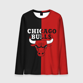 Мужской лонгслив 3D с принтом Чикаго Буллз black  red в Тюмени, 100% полиэстер | длинные рукава, круглый вырез горловины, полуприлегающий силуэт | basketball | chicago bulls | баскетбол | быки | чикаго буллз