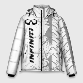 Мужская зимняя куртка 3D с принтом Infiniti speed на светлом фоне со следами шин: по вертикали в Белгороде, верх — 100% полиэстер; подкладка — 100% полиэстер; утеплитель — 100% полиэстер | длина ниже бедра, свободный силуэт Оверсайз. Есть воротник-стойка, отстегивающийся капюшон и ветрозащитная планка. 

Боковые карманы с листочкой на кнопках и внутренний карман на молнии. | auto | brand | infiniti | infiniti speed | logo | symbol | авто | бренд | инфинити | лого | символ | следы | шины