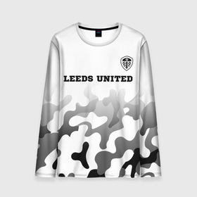 Мужской лонгслив 3D с принтом Leeds United sport на светлом фоне: символ сверху в Санкт-Петербурге, 100% полиэстер | длинные рукава, круглый вырез горловины, полуприлегающий силуэт | 