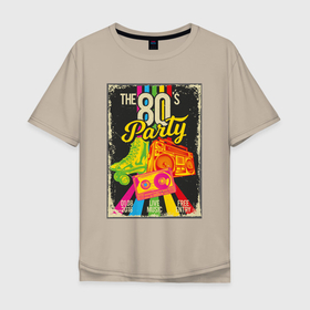 Мужская футболка хлопок Oversize с принтом Лихие 80 е в Курске, 100% хлопок | свободный крой, круглый ворот, “спинка” длиннее передней части | Тематика изображения на принте: арт | винтаж | восьмедисятые | музыка | рестро | рок | ссср