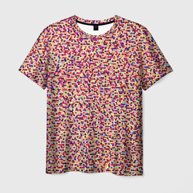 Мужская футболка 3D с принтом Цветное конфетти в Петрозаводске, 100% полиэфир | прямой крой, круглый вырез горловины, длина до линии бедер | Тематика изображения на принте: abstraction | color | confetti | pattern | абстракция | конфетти | паттерн | цвет