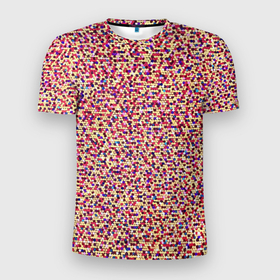 Мужская футболка 3D Slim с принтом Цветное конфетти в Петрозаводске, 100% полиэстер с улучшенными характеристиками | приталенный силуэт, круглая горловина, широкие плечи, сужается к линии бедра | abstraction | color | confetti | pattern | абстракция | конфетти | паттерн | цвет