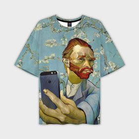 Мужская футболка oversize 3D с принтом Ван Гог Селфи   Арт Портрет в Екатеринбурге,  |  | Тематика изображения на принте: van gogh | вангог | мем | художник | цветущие ветки миндаля
