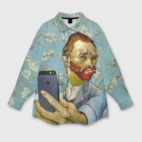 Мужская рубашка oversize 3D с принтом Ван Гог Селфи   Арт Портрет в Петрозаводске,  |  | van gogh | вангог | мем | художник | цветущие ветки миндаля