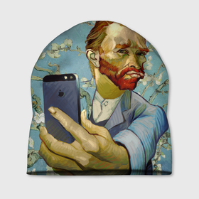 Шапка 3D с принтом Ван Гог Селфи   Арт Портрет в Тюмени, 100% полиэстер | универсальный размер, печать по всей поверхности изделия | van gogh | вангог | мем | художник | цветущие ветки миндаля