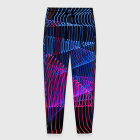 Мужские брюки 3D с принтом Неоновые электронные волнообразные линии в Санкт-Петербурге, 100% полиэстер | манжеты по низу, эластичный пояс регулируется шнурком, по бокам два кармана без застежек, внутренняя часть кармана из мелкой сетки | abstraction | art | artwork | colorful | colors | dark | darkness | graphics | neon | patterns | surrealism | sweethuman | sweethumen | waves | абстракция | арт | волны | графика | искусство | неон | разноцветный | сюрреализм | темнота | тьма | узоры | цв