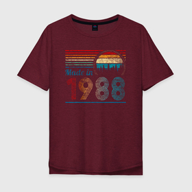 Мужская футболка хлопок Oversize с принтом Сделано в 1988 ретро в Тюмени, 100% хлопок | свободный крой, круглый ворот, “спинка” длиннее передней части | 1988 | 88 | год | год рождения | день рождения | ко дню рождения | на день рождения | прямиком из | родился в | сделан в