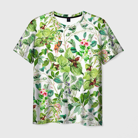 Мужская футболка 3D с принтом Яркие Зелёные Цветы в Белгороде, 100% полиэфир | прямой крой, круглый вырез горловины, длина до линии бедер | flowers | summer | букет | зелёный | лето | природа | растение | сад | садоводство | флора | цветы