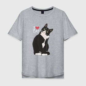 Мужская футболка хлопок Oversize с принтом Я люблю котиков в Санкт-Петербурге, 100% хлопок | свободный крой, круглый ворот, “спинка” длиннее передней части | животное | кот | котик | котэ | кошка