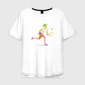 Мужская футболка хлопок Oversize с принтом Женский большой теннис в Тюмени, 100% хлопок | свободный крой, круглый ворот, “спинка” длиннее передней части | Тематика изображения на принте: tennis | большой теннис | ракетка | теннис | я люблю теннис