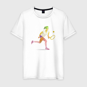 Мужская футболка хлопок с принтом Женский большой теннис в Тюмени, 100% хлопок | прямой крой, круглый вырез горловины, длина до линии бедер, слегка спущенное плечо. | tennis | большой теннис | ракетка | теннис | я люблю теннис