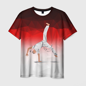 Мужская футболка 3D с принтом Капоэйра на одной руке в Курске, 100% полиэфир | прямой крой, круглый вырез горловины, длина до линии бедер | capoeira | боевые исскуства | единоборства | капоэйра | спорт
