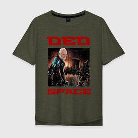 Мужская футболка хлопок Oversize с принтом DED SPACE в Белгороде, 100% хлопок | свободный крой, круглый ворот, “спинка” длиннее передней части | dead space | ded space | гильдия | гильдия дед | дед | дед спейс