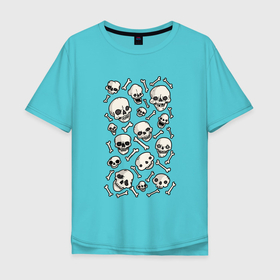 Мужская футболка хлопок Oversize с принтом Черепки и кости , 100% хлопок | свободный крой, круглый ворот, “спинка” длиннее передней части | skull | арт | иллюстрация | костянной
