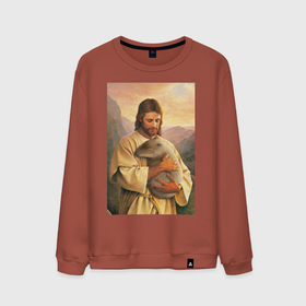 Мужской свитшот хлопок с принтом Иисус и капибара в Курске, 100% хлопок |  | capybara | животные | звери | иисус | капибара | мем