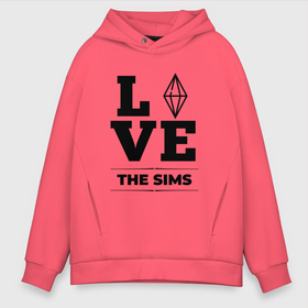 Мужское худи Oversize хлопок с принтом The Sims love classic в Тюмени, френч-терри — 70% хлопок, 30% полиэстер. Мягкий теплый начес внутри —100% хлопок | боковые карманы, эластичные манжеты и нижняя кромка, капюшон на магнитной кнопке | 