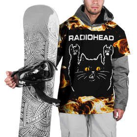Накидка на куртку 3D с принтом Radiohead рок кот и огонь в Тюмени, 100% полиэстер |  | 