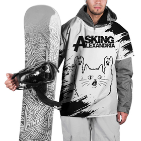 Накидка на куртку 3D с принтом Asking Alexandria рок кот на светлом фоне в Курске, 100% полиэстер |  | 