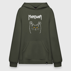 Худи SuperOversize хлопок с принтом Manowar rock cat в Тюмени, 70% хлопок, 30% полиэстер, мягкий начес внутри | карман-кенгуру, эластичная резинка на манжетах и по нижней кромке, двухслойный капюшон
 | 