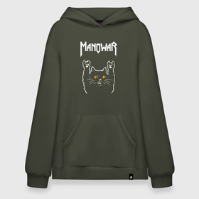 Худи SuperOversize хлопок с принтом Manowar rock cat , 70% хлопок, 30% полиэстер, мягкий начес внутри | карман-кенгуру, эластичная резинка на манжетах и по нижней кромке, двухслойный капюшон
 | 