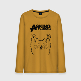 Мужской лонгслив хлопок с принтом Asking Alexandria   rock cat , 100% хлопок |  | Тематика изображения на принте: 