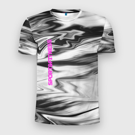 Мужская футболка 3D Slim с принтом SPORTFITNESS в Кировске, 100% полиэстер с улучшенными характеристиками | приталенный силуэт, круглая горловина, широкие плечи, сужается к линии бедра | sportfitness | мраморный узор | спортивный дизайн | финтес | черный и розовый | черный мрамор