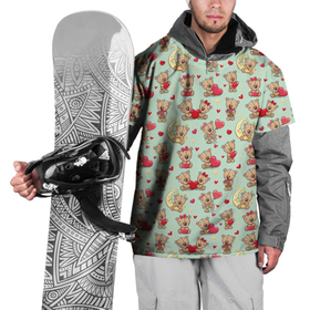 Накидка на куртку 3D с принтом мишки с сердечками и с месяцем в Тюмени, 100% полиэстер |  | медведи | медведь | медвежата | мишка | мишки | паттерн