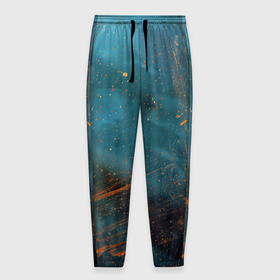 Мужские брюки 3D с принтом Абстрактная тёмно синяя краска с оранжевыми мазками в Тюмени, 100% полиэстер | манжеты по низу, эластичный пояс регулируется шнурком, по бокам два кармана без застежек, внутренняя часть кармана из мелкой сетки | abstraction | art | artwork | colorful | colors | dark | darkness | graphics | paints | patterns | surrealism | sweethuman | sweethumen | абстракция | арт | графика | искусство | краски | разноцветный | сюрреализм | темнота | тьма | узоры | цвета