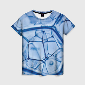 Женская футболка 3D с принтом Абстрактная синяя ледяная броня в Курске, 100% полиэфир ( синтетическое хлопкоподобное полотно) | прямой крой, круглый вырез горловины, длина до линии бедер | 3d | 3д | abstraction | armor | art | artwork | colorful | colors | graphics | ice | patterns | surrealism | sweethuman | sweethumen | water | абстракция | арт | броня | вода | графика | искусство | лёд | разноцветный | сюрреализм | узоры | цвета