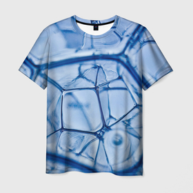Мужская футболка 3D с принтом Абстрактная синяя ледяная броня в Петрозаводске, 100% полиэфир | прямой крой, круглый вырез горловины, длина до линии бедер | 3d | 3д | abstraction | armor | art | artwork | colorful | colors | graphics | ice | patterns | surrealism | sweethuman | sweethumen | water | абстракция | арт | броня | вода | графика | искусство | лёд | разноцветный | сюрреализм | узоры | цвета