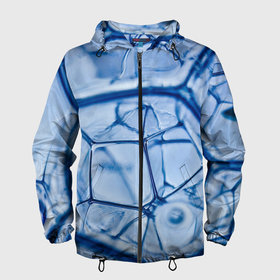 Мужская ветровка 3D с принтом Абстрактная синяя ледяная броня в Петрозаводске, 100% полиэстер | подол и капюшон оформлены резинкой с фиксаторами, два кармана без застежек по бокам, один потайной карман на груди | 3d | 3д | abstraction | armor | art | artwork | colorful | colors | graphics | ice | patterns | surrealism | sweethuman | sweethumen | water | абстракция | арт | броня | вода | графика | искусство | лёд | разноцветный | сюрреализм | узоры | цвета