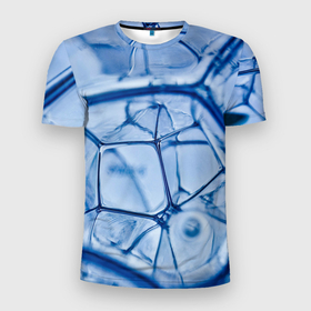 Мужская футболка 3D Slim с принтом Абстрактная синяя ледяная броня в Екатеринбурге, 100% полиэстер с улучшенными характеристиками | приталенный силуэт, круглая горловина, широкие плечи, сужается к линии бедра | 3d | 3д | abstraction | armor | art | artwork | colorful | colors | graphics | ice | patterns | surrealism | sweethuman | sweethumen | water | абстракция | арт | броня | вода | графика | искусство | лёд | разноцветный | сюрреализм | узоры | цвета