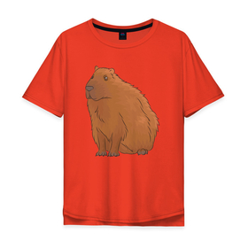 Мужская футболка хлопок Oversize с принтом Капибара сидит и думает о жизни в Тюмени, 100% хлопок | свободный крой, круглый ворот, “спинка” длиннее передней части | Тематика изображения на принте: abstraction | animal | art | artwork | capybara | meme | memes | patterns | surrealism | sweethuman | sweethumen | абстракция | арт | графика | животное | искусство | капибара | мем | мемы | сюрреализм