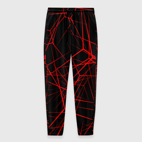 Мужские брюки 3D с принтом Intersecting red rays в Белгороде, 100% полиэстер | манжеты по низу, эластичный пояс регулируется шнурком, по бокам два кармана без застежек, внутренняя часть кармана из мелкой сетки | Тематика изображения на принте: horizontal | intersection | minimalist | parallel | red | stripe | vertical | вертикальный | горизонтальный | красный | минималистский | параллельный | пересекающийся | пересечение | полоса