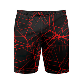 Мужские шорты спортивные с принтом Intersecting red rays ,  |  | Тематика изображения на принте: horizontal | intersection | minimalist | parallel | red | stripe | vertical | вертикальный | горизонтальный | красный | минималистский | параллельный | пересекающийся | пересечение | полоса