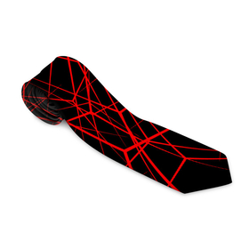 Галстук 3D с принтом Intersecting red rays в Новосибирске, 100% полиэстер | Длина 148 см; Плотность 150-180 г/м2 | horizontal | intersection | minimalist | parallel | red | stripe | vertical | вертикальный | горизонтальный | красный | минималистский | параллельный | пересекающийся | пересечение | полоса