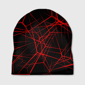 Шапка 3D с принтом Intersecting red rays в Белгороде, 100% полиэстер | универсальный размер, печать по всей поверхности изделия | Тематика изображения на принте: horizontal | intersection | minimalist | parallel | red | stripe | vertical | вертикальный | горизонтальный | красный | минималистский | параллельный | пересекающийся | пересечение | полоса