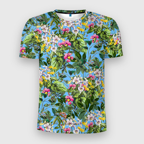 Мужская футболка 3D Slim с принтом Милые Цветы в Белгороде, 100% полиэстер с улучшенными характеристиками | приталенный силуэт, круглая горловина, широкие плечи, сужается к линии бедра | flowers | summer | букет | лето | милые | природа | сад | садоводство | флора | фрукты | цветы